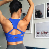Cross Back Strappy Sports Bra with Padded Push Up - Home Workout Gear