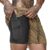 Men's 2 in 1 Running Shorts with Built-in pocket Liner - Home Workout Gear