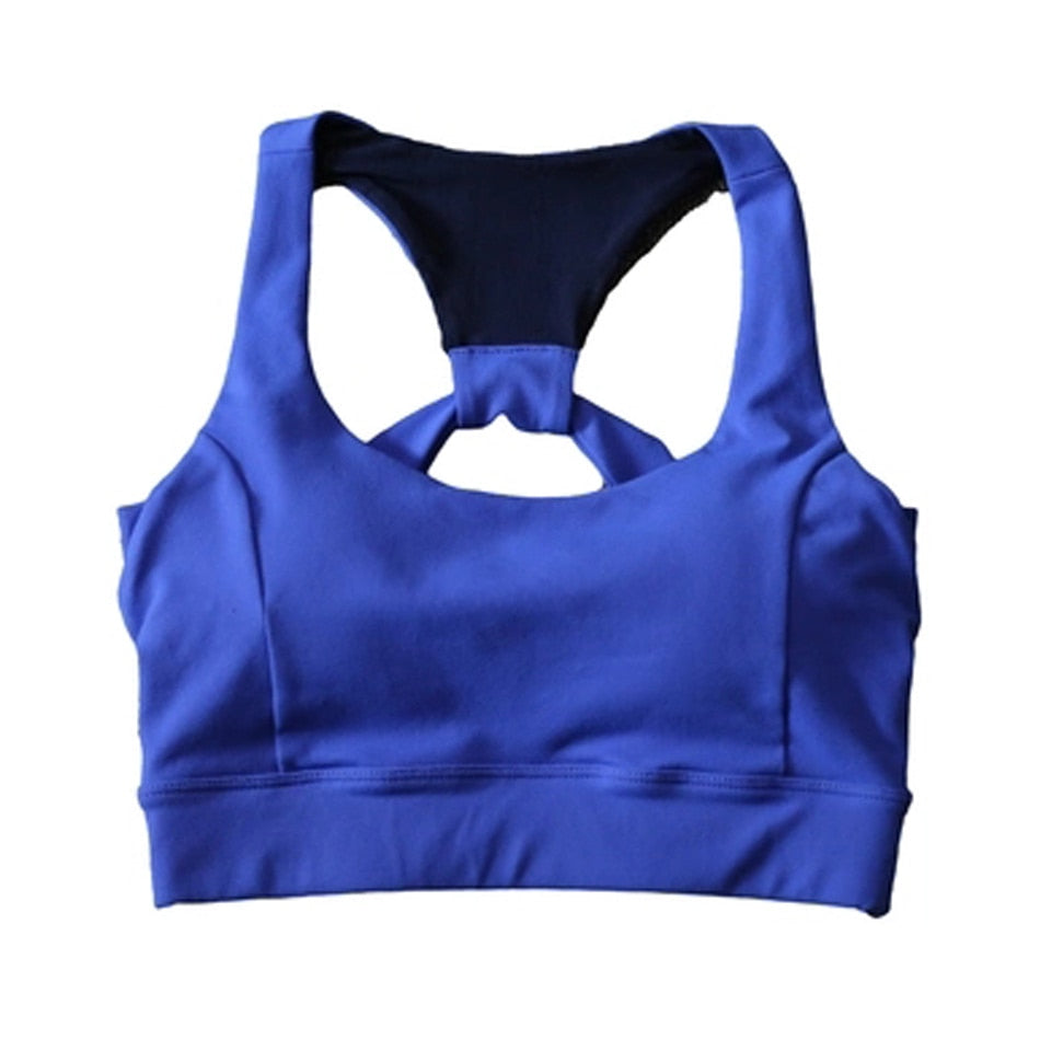 Saucony Navy Blue Activewear Criss Cross Back Workout Sports Bra Size XL
