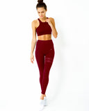 Maroon Sports Bra & Leggings Set - Home Workout Gear