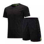 Men's Sportswear Set - Short Sleeve Training Jersey with Matching Running Shorts - Home Workout Gear