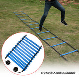 Eleven Rung Flat Adjustable Speed Agility Sports Ladder - Home Workout Gear