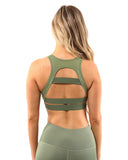 Olive Green Huntington Sports Bra - Home Workout Gear